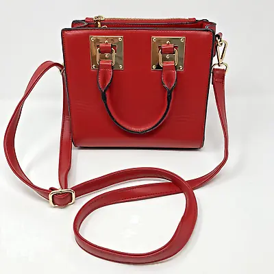 Red Vegan Handbag La Terre Fashion Satchel Crossbody Convertible • $24.99