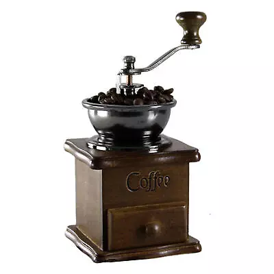 Manual Coffee Bean Spice Herbs Vintage Retro Hand Grinder Wooden Burr Mill New • $32.85