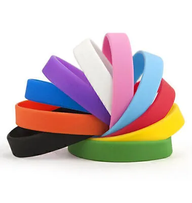 Plain Coloured Silicone Wristbands Wrist Band Colourful Rubber • £3.45