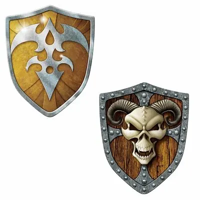 2 X Medieval Shield Cutouts Fantasy Style Party Decoration • £12.59