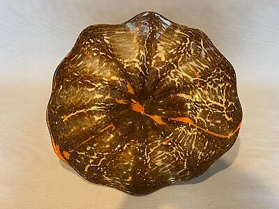 Viz Art Glass Ruffled Edge Brown Wall Art Plate 22  Widest • $299.99