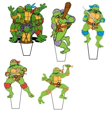£2.40 • Buy 14 X 3   Ninja Turtle Pre-Cut Stand Up Edible Wafer Cupcake Toppers