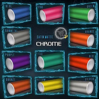 Satin Matte Chrome High Metallic Vinyl Film Wrap Sticker Bubble Free Air Release • $2.85