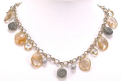 Michael Dawkins 14K Yellow Gold Plated Sterling Silver Multi Gemstone Necklace  • $645