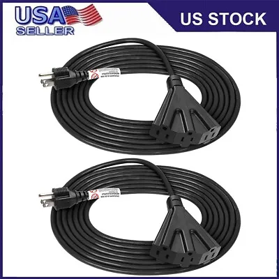 6-50 Foot 16/3 SJTW Black Outdoor Extension Cord With 3 Electrical Power Outlets • $14.69