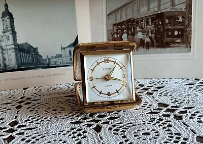 Vintage Alarm Clock Estyma Travel Mechanical Wind Up Germany • £48.25