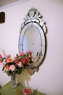 48  X 22  Clear Venetian Art Deco Mirror Wall Decor • $450