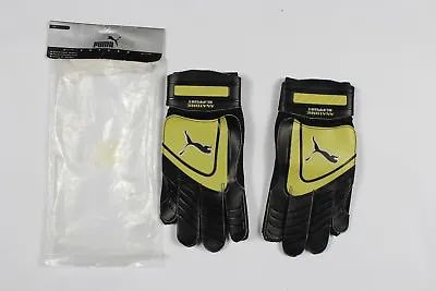 NOS Vintage 90s Puma Size 8 Padded Goalkeeper Goalie Soccer Gloves Black Gold • $30.55