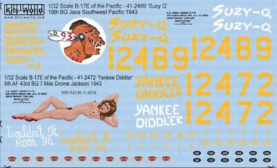 Warbird Decals 1/32 B17e Early War Heavies Over Pacific Suzy Q Yankee 132130 • $18.99