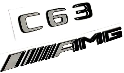 #2 Black C63 + Amg Fit Mercedes C63 Rear Trunk Nameplate Emblem Badge Decal • $21.99