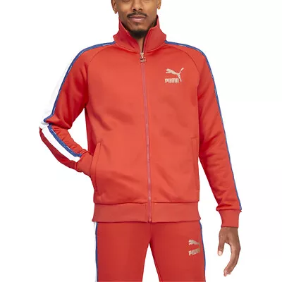 Puma Go For Tape T7 Full Zip Jacket Mens Orange Casual Athletic Outerwear 536034 • $34.99