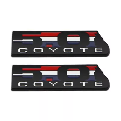 2x Matte Black Striped 5.0 Coyote Emblem 5.0 Logo Metal Car Trunk Racing Badge • $10.99
