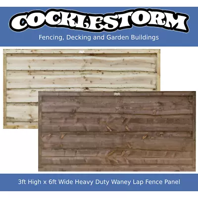 3ft High X 6ft Wide Heavy Duty Waney Lap Timber Garden Fence Panel • £26.50