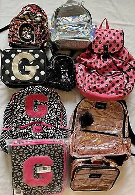 Lot Of 9 Justice Girls Backpack & Mini Book Bag Matching Lunch Backs Letter G • $32.50