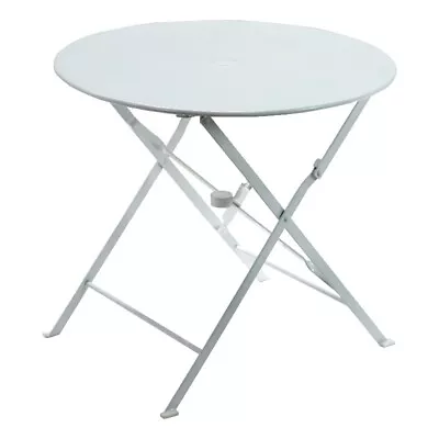 Carolina Classics  30  Folding Metal Bistro Table With Umbrella Hole In White • $157.94