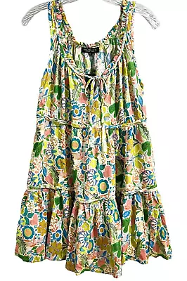 $22.99 • Buy Rachel Zoe Pleated Floral Tiered Mini Dress Sleeveless Multicolor Size S, NEW