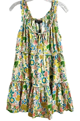 $22.99 • Buy Rachel Zoe Pleated Floral Tiered Mini Dress Sleeveless Multicolor Size S, NEW
