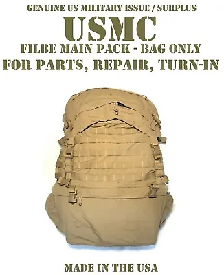 Us Military Usmc Filbe Molle Main Pack Backpack Rifleman Rucksack Coyote Fair • $49.95