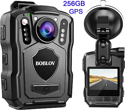 BOBLOV 256GB M5 Police Body Camera GPS 2K Body Mounted Cam W/ Car Suction Mount • $139