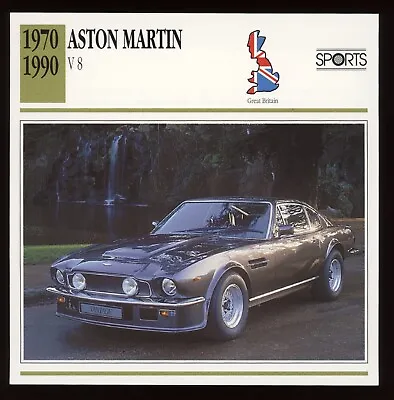 1970 - 1990 Aston Martin V8  Classic Cars Card • $4.95