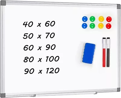 Magnetic Whiteboard Dry Erase Board Wall Mountable Aluminium Frame 50 X 70cm • £23.99