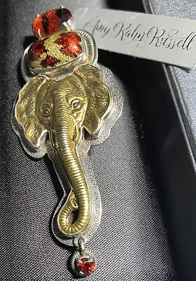 AMY KAHN RUSSELL DESIGN - ELEPHANT WITH GEMS PENDANT/PIN Sterling Silver. • $239