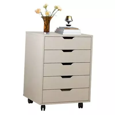  Wooden File Cabinet Home Office Vertical Filing Cabinet Light Grey 5-Drawer • $121.51