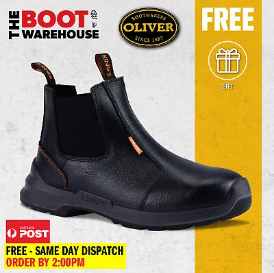 Oliver / Kings Work Boots 15580 'Black' Elastic Sided Steel Toe Safety. New! • $56.43