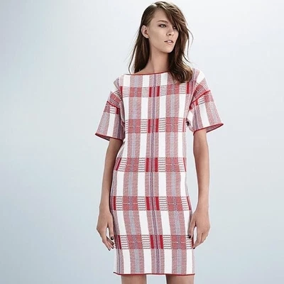 $80 • Buy Scanlan Theodore Crepe Knit Plaid Boxy Dress SM