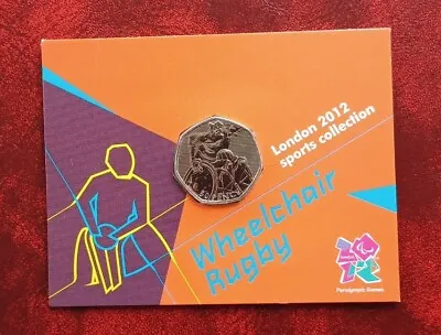 2012 London Olympic WHEELCHAIR RUGBY 50p Coin Uncirculated In Sealed Card • £6.95