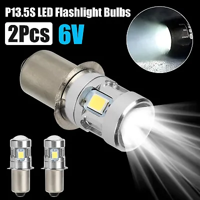 2Pcs P13.5S LED Flashlight Light Bulbs Upgrade D/C Cell 6000K White Super Bright • $9.98