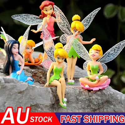 6x Tinkerbell Fairies Princess Peter Pan Figures Doll Toy For Cake Topper Decors • $13.93