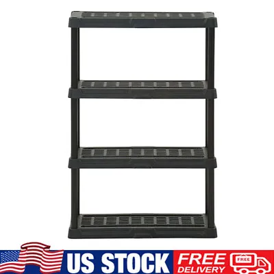 Garage Shelves Storage Organizer 4-Tier Plastic Shelf Heavy Duty Shelving Unit • $42.90