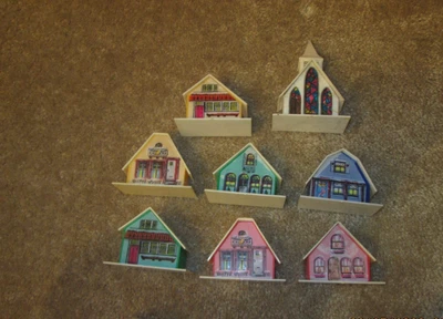 $19 • Buy Vintage Christmas Alpine Village Plastic Houses Church Plus 7 Houses1970's 