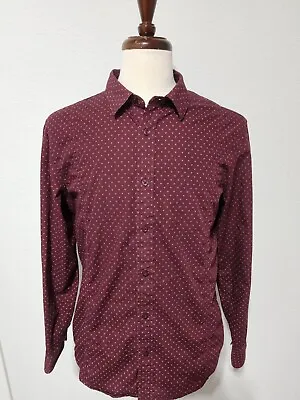 $29.99 • Buy Prana Slim Fit Long Sleeve Shirt Men Medium Red Polka Dot