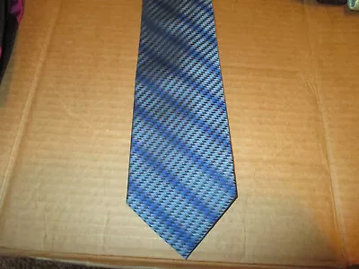 Martin Wong Collection Tie-Blue With Black Diamonds-100% Silk • $1.99
