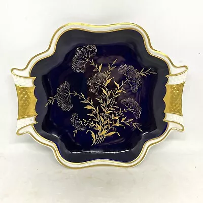 Echt Weimar Kobalt Blue W/ Gold Trim Porcelain Plate Germany GDR 8  W X 9-1/8 L • $19