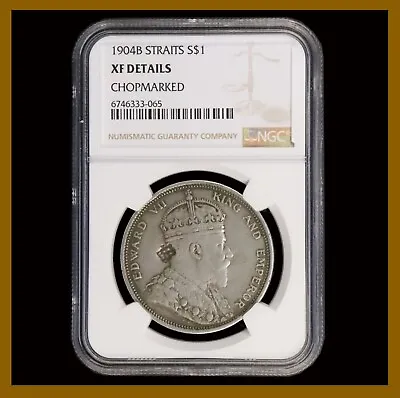 Malaysia (British Malaysia) Straits 1 Dollar Coin 1904 B NGC Chopmarked  33-065 • $299.95