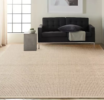 Calvin Klein  100% Wool Rug  Ivory Handmade Textured Waffle Pattern • £249