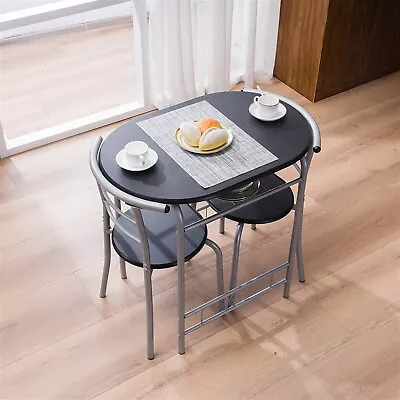 Black Dining Table & Chairs Set Small PVC Breakfast Table Metal Leg For Kitchen • $89.99