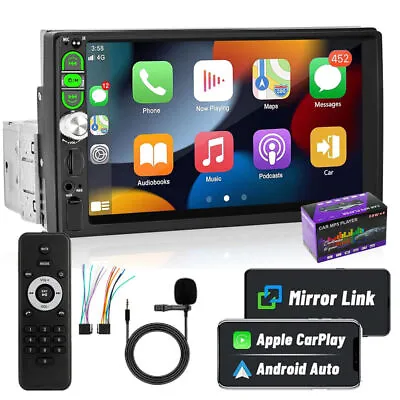 Single 1DIN 7  Car Stereo Radio Apple CarPlay FM BT USB Touch Screen MP5 Player • £36.95