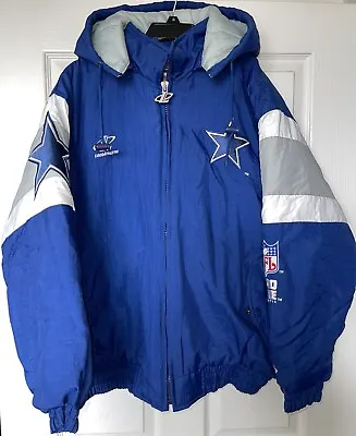 Vintage Logo Athletic Pro Line Dallas Cowboys NFL Jaxket Coat Sz Large Spell Out • $124