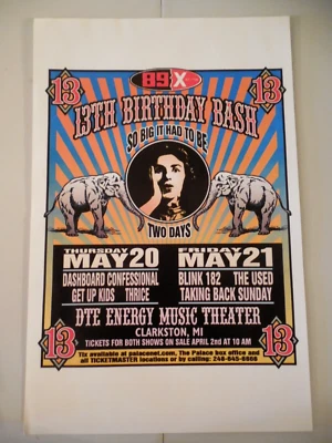 $25 • Buy 89X Bash Blink 182 The Used Dashboard Confessional Original Concert Poster 2004