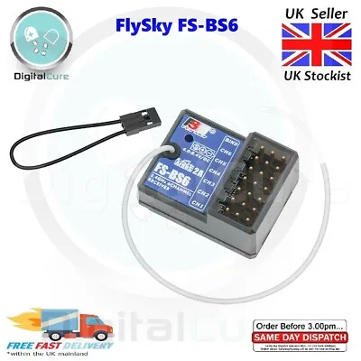 Flysky FS-BS6 6ch Receiver With Gyro Stabilization System - RC Car Boat • £19.89