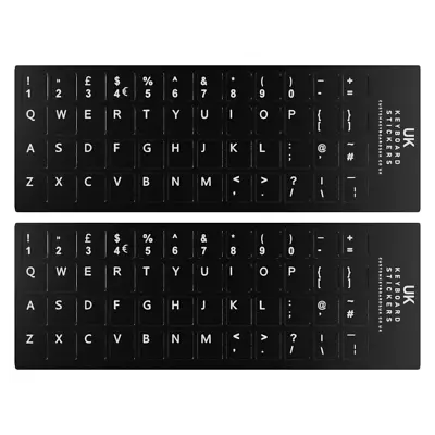 2 X Universal UK Replacement Keyboard Stickers QWERTY Laptop Desktop Computer • £3.89