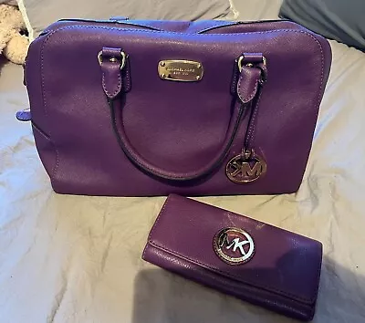 Purple Leather Michael Kors Bag & Wallet • $100