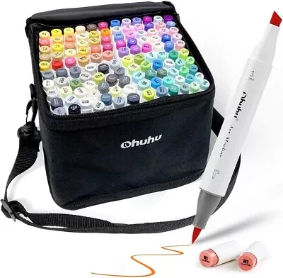 Ohuhu Brush Markers 120-color Double Tipped Art Marker Set Brush & Chisel Alc • $189.99