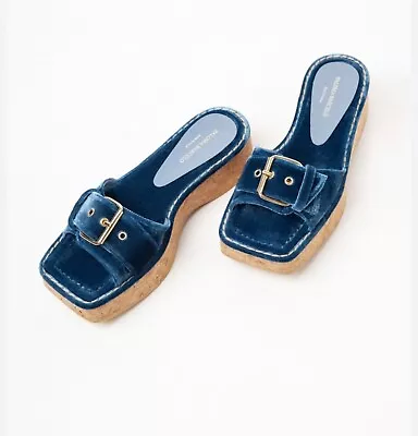 Paloma Barcelo Blue Velvet Sandals Size 39 • $38.40