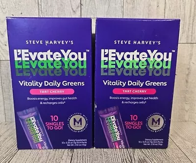 Steve Harveys LEvate You Vitality Daily Greens Tart Cherry (10 Singles) Lot Of 2 • $34.99