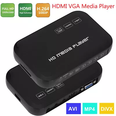 Mini 1080P HD Media Video Player VGA AV Video Media Player TV Box Remote Control • $37.47